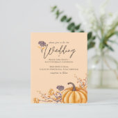 Rustic Fall Coral Pumpkin Budget Wedding Invites (Standing Front)