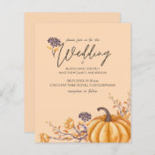 Rustic Fall Coral Pumpkin Budget Wedding Invites (Front/Back)