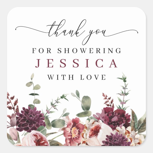 Rustic Fall Country Boho Thank You Favor Square Sticker (Front)