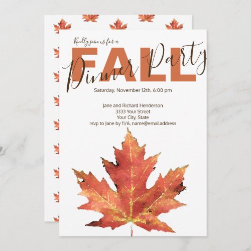 Rustic Fall Dinner Party Invitation