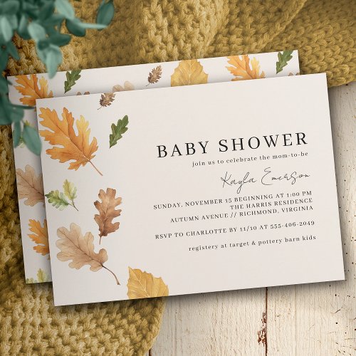 Rustic Fall  Earthy Neutral Autumn Baby Shower Invitation