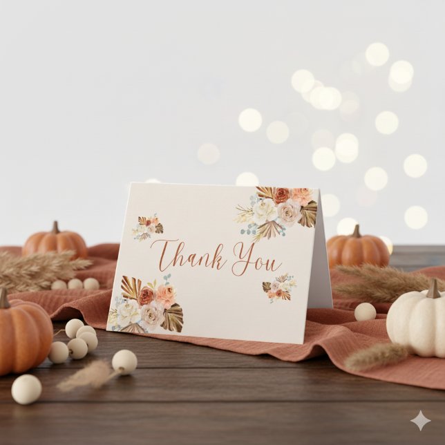 Rustic Fall Elegant Terracotta  Letterpress Thank You Card (Creator Uploaded)