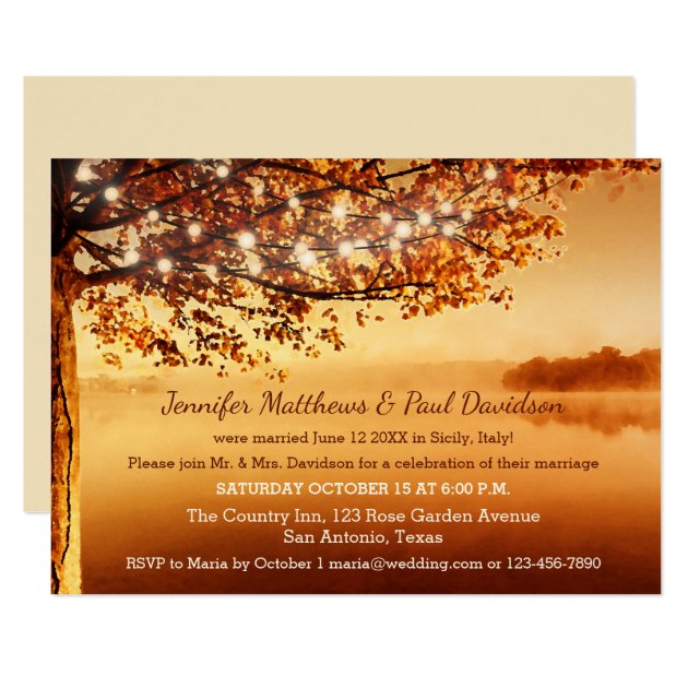 Rustic Fall Elope Or Post Wedding Party Invitation