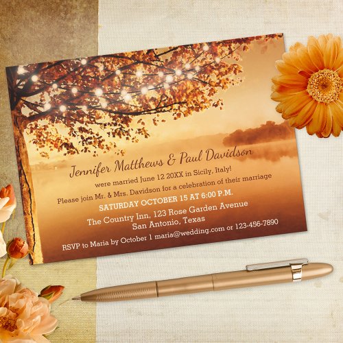 Rustic Fall Elope or Post Wedding Party Invitation