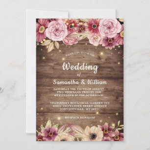 Rustic Fall Fantasy Watercolor Floral Wedding Invitation