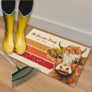 Rustic Fall Farmhouse Family Highland Cow Door Mat