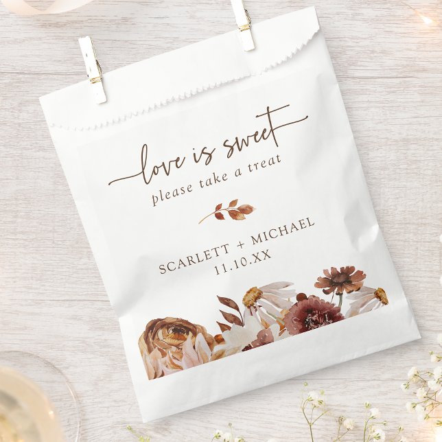 Rustic Fall Favor Bag (Rustic White Fall Botanical Love Is Sweet Favor Bag by Painted Paperie
)