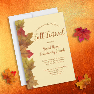 Rustic Fall Festival Autumn Leaves Invitation