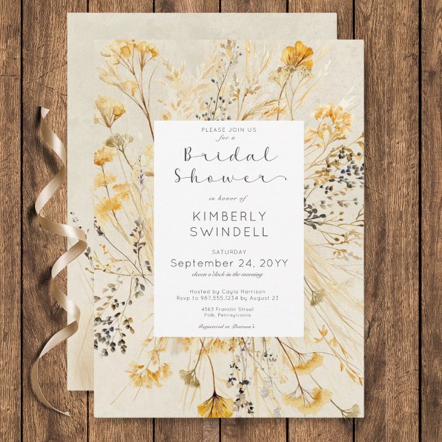 Rustic Fall Fields Floral Frame Bridal Shower Invitation (Rustic Fall Fields Floral Frame Bridal Shower Invitation)