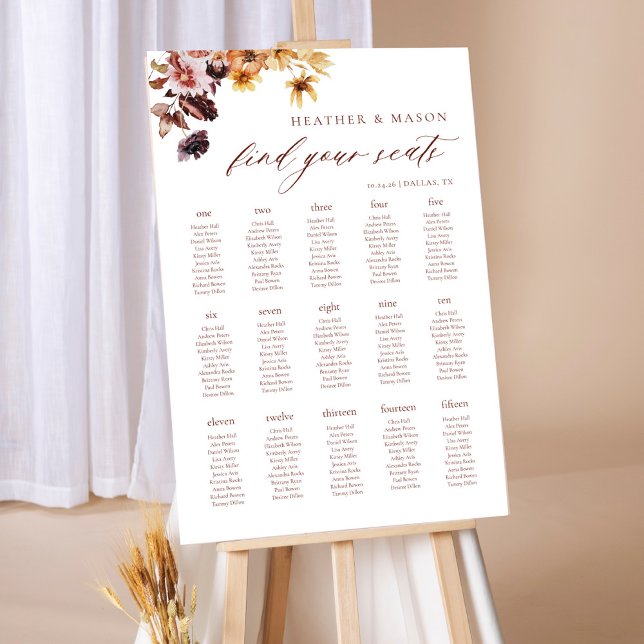 Rustic Fall Find Your SeatWedding Seating Chart Foam Board (Creator Uploaded)