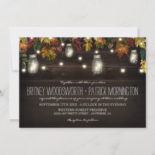 Rustic Fall Firefly Mason Jar Wedding Invitations