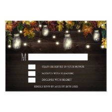 Rustic Fall Firefly Mason Jar Wedding RSVP Cards