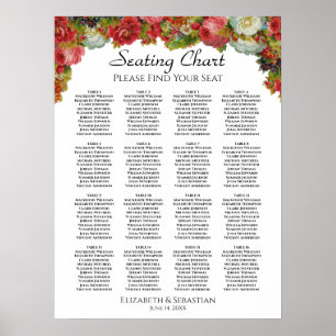 Rustic Fall Floral 16 Table Wedding Seating Chart