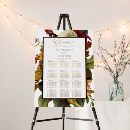 Rustic Fall Floral Bouquet Wedding Seating Chart Foam Board