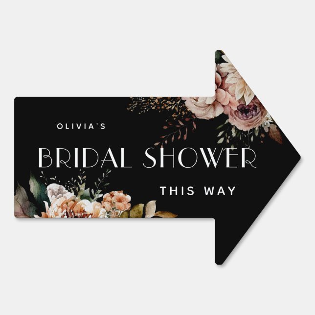 Rustic Fall Floral Bridal Shower | Black Arrow Sign (Back)