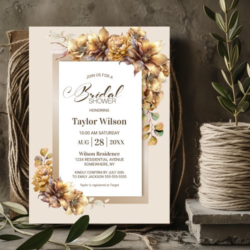 Rustic Fall Floral Bridal Shower Invitation