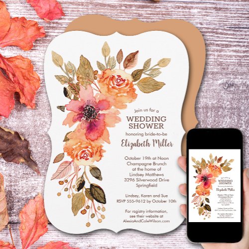 Rustic Fall Floral Bridal Shower Invitation