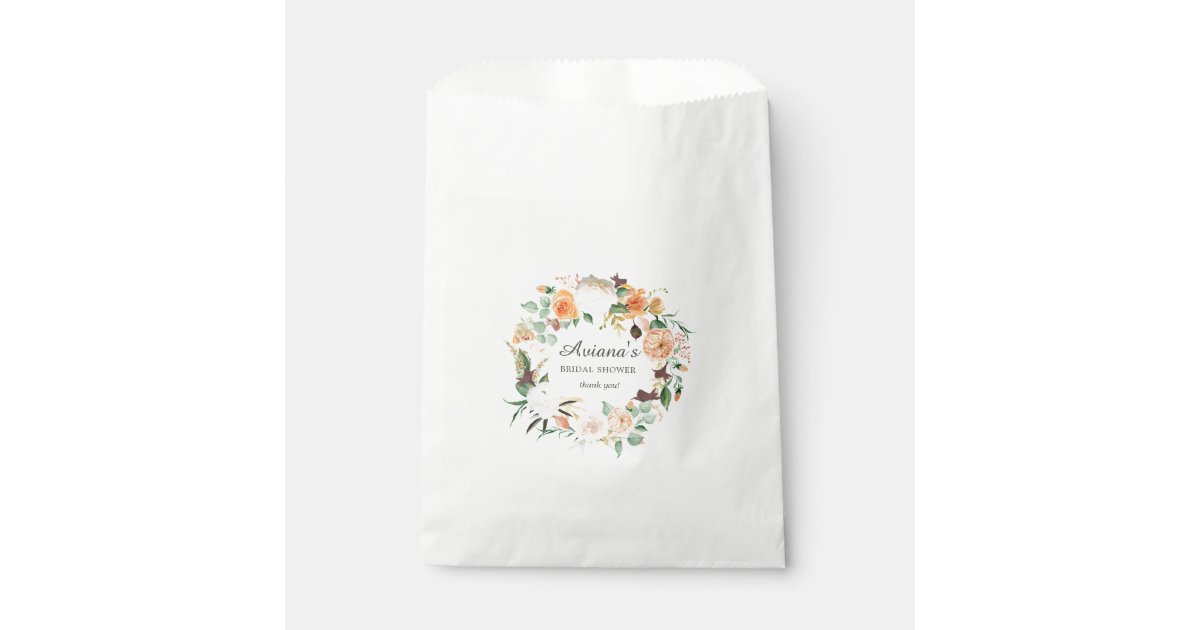 Rustic Fall Floral Bridal Shower Thank You Favor Bag | Zazzle