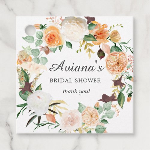 Rustic Fall Floral Bridal Shower Thank You Favor Tags