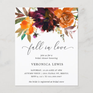 Rustic Fall Floral Budget Bridal Shower Invitation Flyer