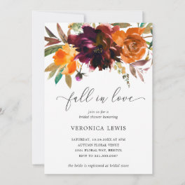 Rustic Fall Floral Elegant Bridal Shower Invitation