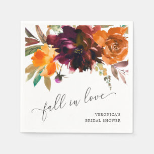 Rustic Fall Floral Elegant Bridal Shower Napkins