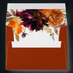 Rustic Fall Floral Elegant Wedding Envelope<br><div class="desc">Rustic boho floral Wedding Envelope featuring a watercolor painted floral bouquet with warm and earthy shades of burnt orange, terracotta and deep burgundy along with some greenery on the inside. The back flap has your return address. This elegant Wedding Envelope with the rich shades of autumn is great for a...</div>