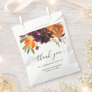 Rustic Fall Floral Elegant Wedding Favor Bag