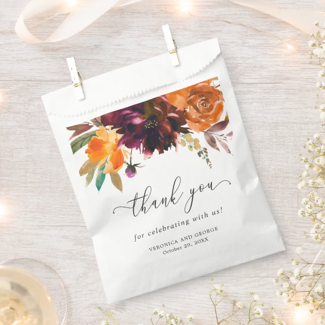 Rustic Fall Floral Elegant Wedding Favor Bag (Clipped)