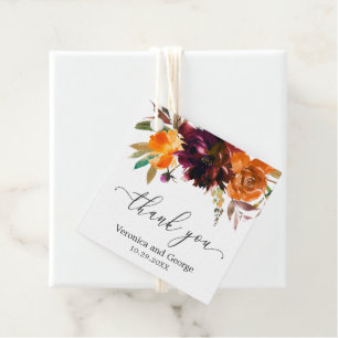Rustic Fall Floral Elegant Wedding Favor Tags