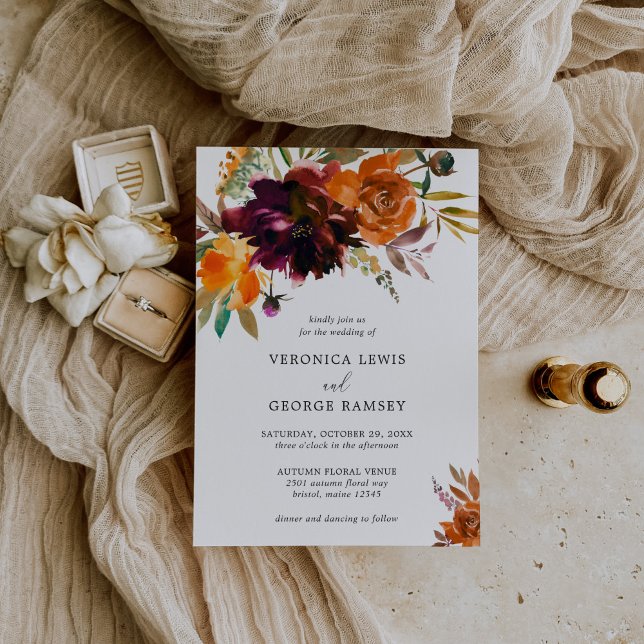 Rustic Fall Floral Elegant Wedding Invitation (Creator Uploaded)