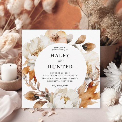 Rustic Fall Floral Elegant Wedding Invitation