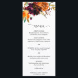 Rustic Fall Floral Elegant Wedding Menu<br><div class="desc">Rustic boho floral wedding menu featuring a watercolor painted floral bouquet with warm and earthy shades of burnt orange,  terracotta and deep burgundy along with some greenery.  This elegant menu with the rich shades of autumn is great for a fall wedding.</div>