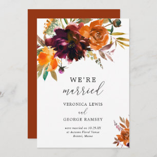 Rustic Fall Floral Elegant Wedding Reception Invitation