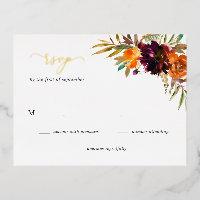 Rustic Fall Floral Elegant Wedding RSVP Card