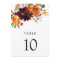 Rustic Fall Floral Elegant Wedding Table Number