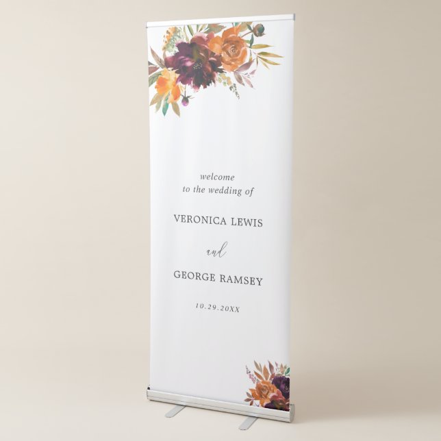 Rustic Fall Floral Elegant Wedding Welcome Sign (3/4)