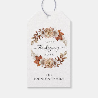 Rustic Fall Floral Happy Thanksgiving Gift Tags