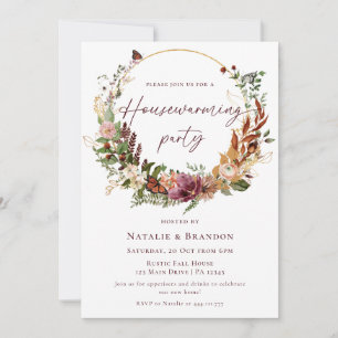 Rustic Fall Floral Housewarming Party Invitation