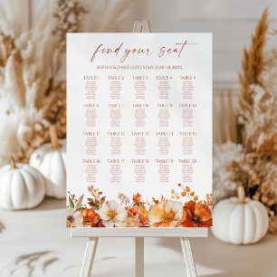 Rustic Fall Floral Large Wedding Seating Chart Foam Board