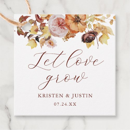 Rustic Fall Floral Let Love Grow Wedding Seeds Favor Tags