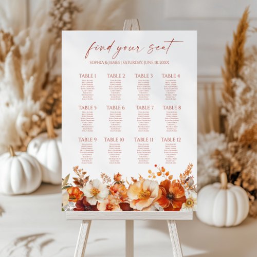 Rustic Fall Floral Medium Wedding Seating Chart Foam Board