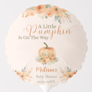 Rustic Fall Floral Orange Pumpkin Baby Shower Balloon