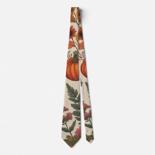 Rustic Fall Floral Pumpkin–Autumn Harvest  Neck Tie