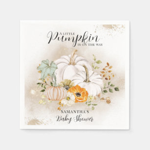 Rustic Fall Floral Pumpkin Baby Shower  Napkins
