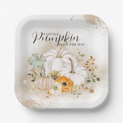 Rustic Fall Floral Pumpkin Baby Shower  Paper Plates