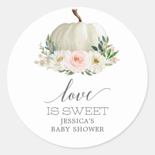 Rustic Fall Floral Pumpkin Love Is Sweet Favor Cla Classic Round Sticker