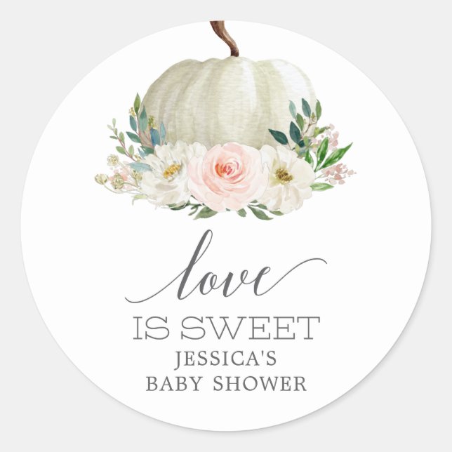 Rustic Fall Floral Pumpkin Love Is Sweet Favor Cla Classic Round Sticker (Front)