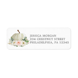 Rustic Fall Floral Pumpkin Return Address Label