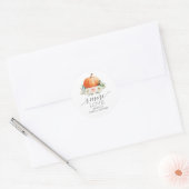 Rustic Fall Floral Pumpkin S'More Love Favor Classic Round Sticker (Envelope)
